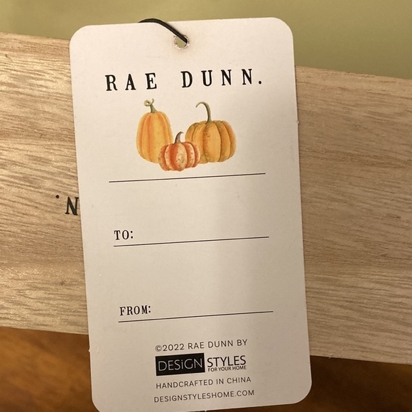 NEW! Rae Dunn "HAPPY HARVEST" Orange GINGHAM Wooden PUMPKIN Tabletop Sign - Picture 9 of 9